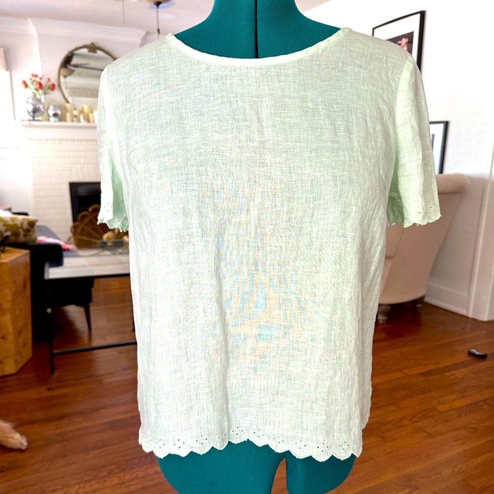 J.Crew mint green scalloped blouse